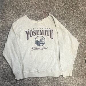 Hollister Light Gray Yosemite Graphic Sweater